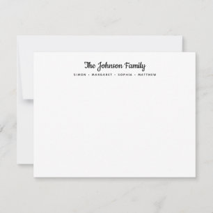 Calligraphy Black Script Family Name Stationery Note Card