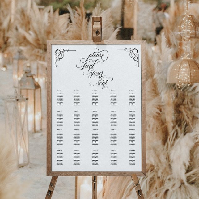  Calligraphy Black Script Seating Chart Foam Board (Creator Uploaded)