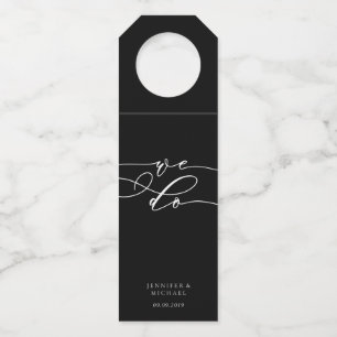 Calligraphy Black Simple Minimal WE Do Bottle Hanger Tag