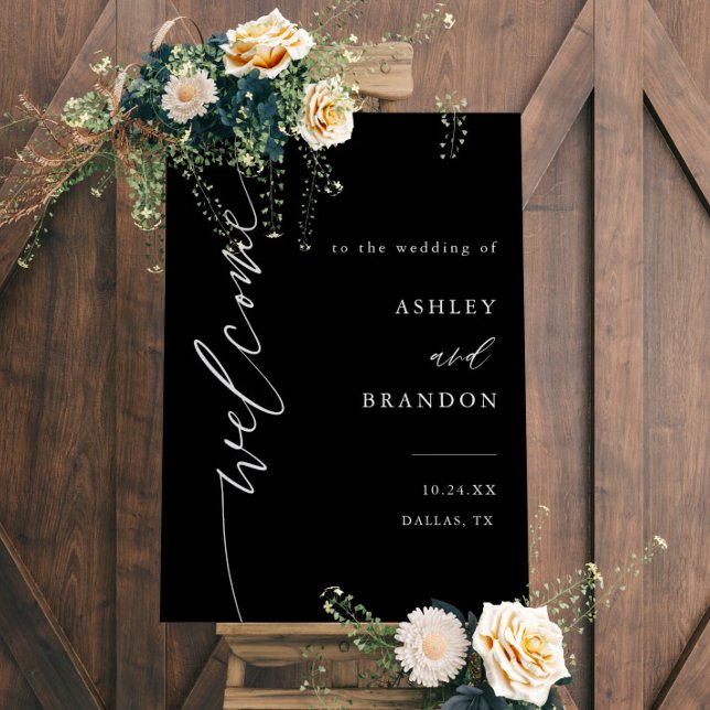Calligraphy Black Wedding Ceremony Welcome Foam Board (Creator Uploaded)