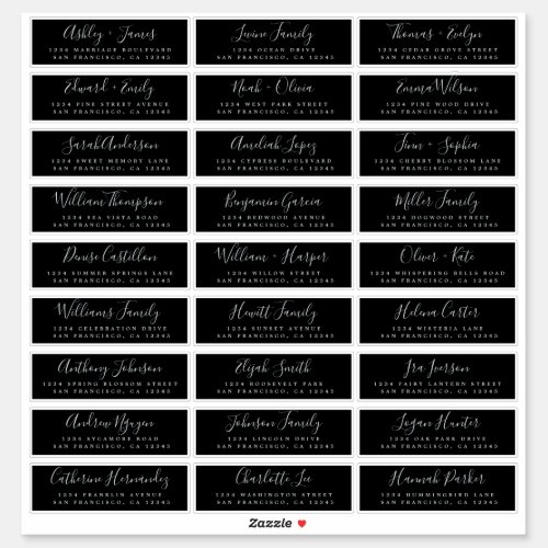 Calligraphy Black Wedding Guest Address Labels