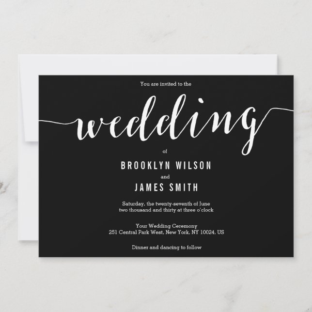 Calligraphy Black Wedding Invitations (Front)