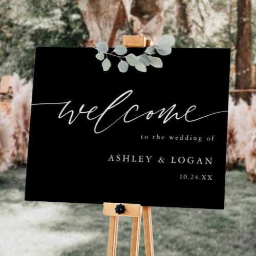 Calligraphy Black Welcome To The Wedding Sign