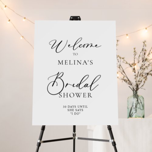 Calligraphy Black  White Bridal Shower Welcome  Foam Board