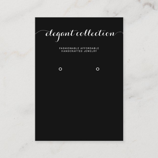 Calligraphy Black White Earring Display Business Card (Front)
