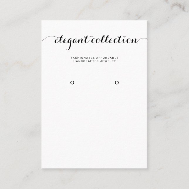 Calligraphy Black White Earring Display Business Card (Front)