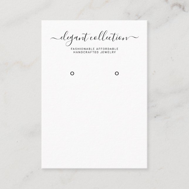 Calligraphy Black White Earring Display Business Card (Front)