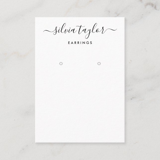 Calligraphy Black White Earring Display Card (Front)