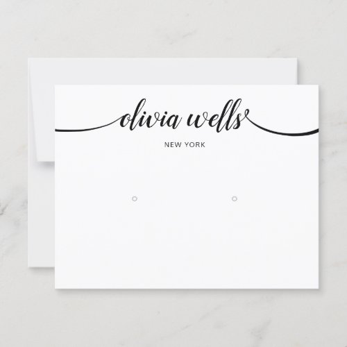 Calligraphy Black White Large Earring Display Invitation