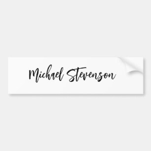 Calligraphy Black White Personalized Plain Modern Bumper Sticker
