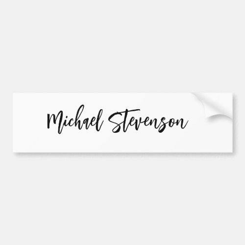 Calligraphy Black White Personalized Plain Modern Bumper Sticker