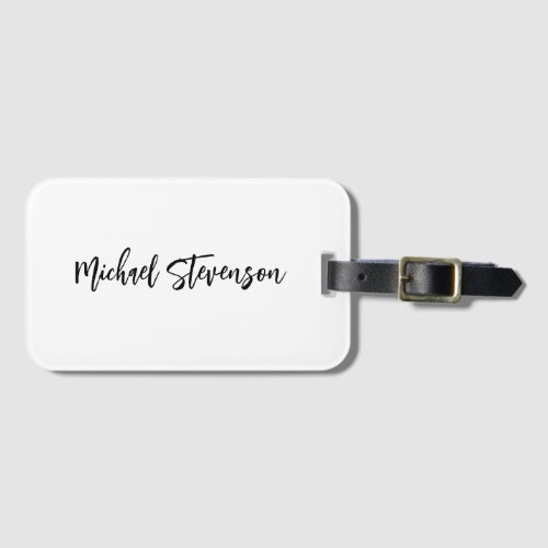 Calligraphy Black White Personalized Plain Modern Luggage Tag