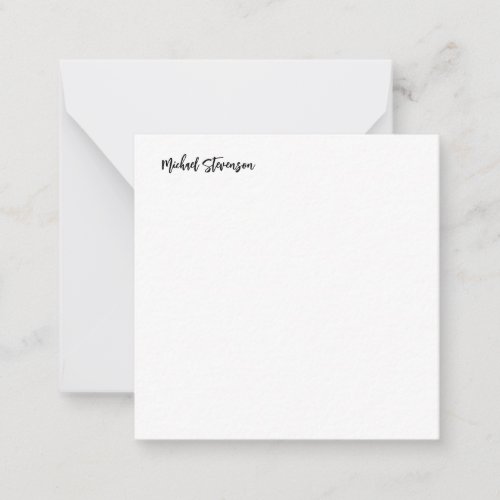 Calligraphy Black White Personalized Plain Modern Note Card