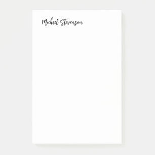 Calligraphy Black White Personalized Plain Modern Post-it Notes