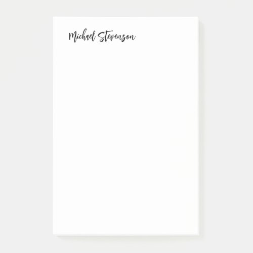 Calligraphy Black White Personalized Plain Modern Post_it Notes