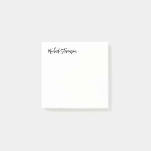 Calligraphy Black White Personalized Plain Modern Post-it Notes