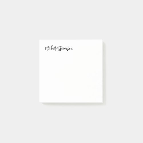 Calligraphy Black White Personalized Plain Modern Post_it Notes