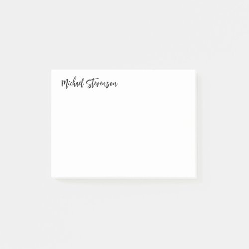 Calligraphy Black White Personalized Plain Modern Post_it Notes