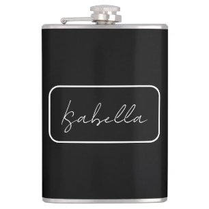 Calligraphy Black White Plain Creative Modern Name Flask