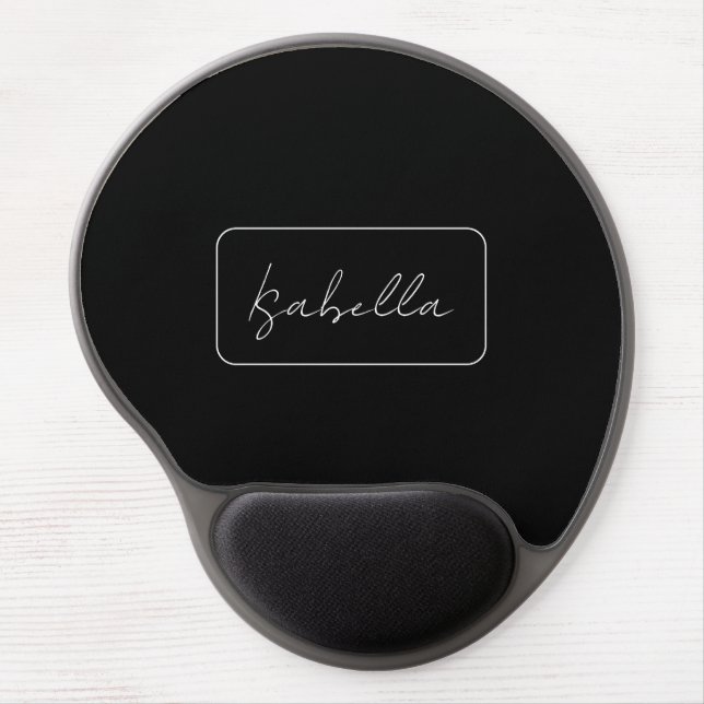 Calligraphy Black White Plain Creative Modern Name Gel Mouse Pad (Front)