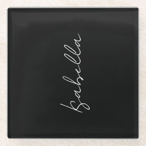 Calligraphy Black White Plain Creative Modern Name Glass Coaster