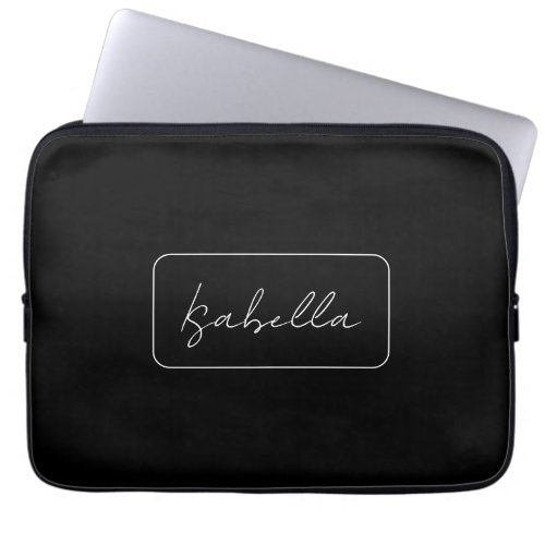 Calligraphy Black White Plain Creative Modern Name Laptop Sleeve