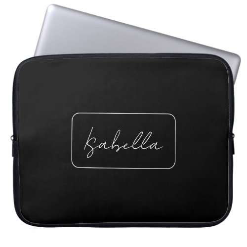 Calligraphy Black White Plain Creative Modern Name Laptop Sleeve