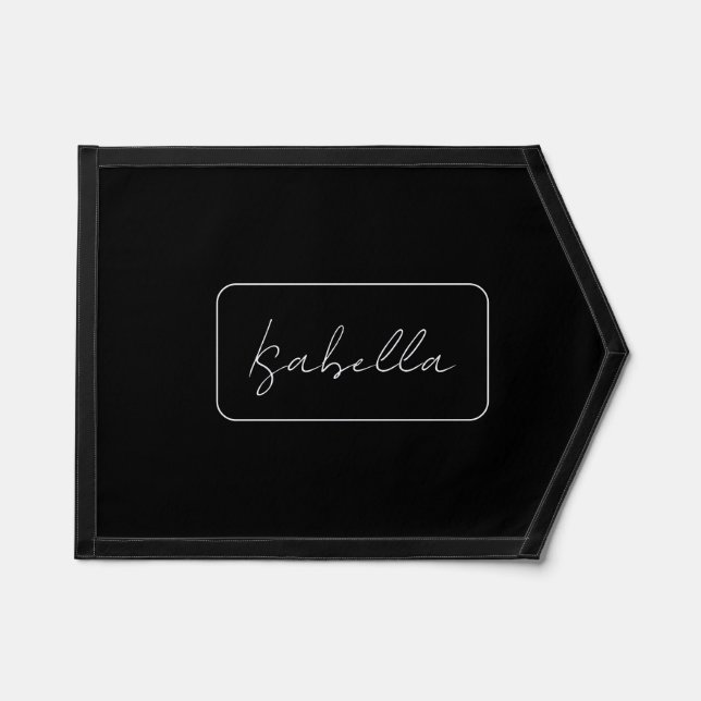 Calligraphy Black White Plain Creative Modern Name Pennant (Front)