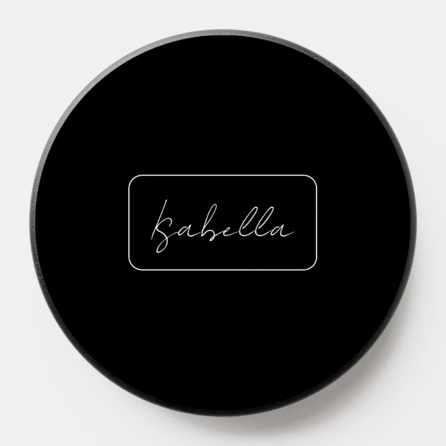 Calligraphy Black White Plain Creative Modern Name PopSocket (Popsocket)