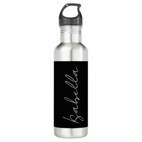 Calligraphy Black White Plain Creative Modern Name Stainless Steel Water Bottle