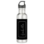 Calligraphy Black White Plain Creative Modern Name Stainless Steel Water Bottle