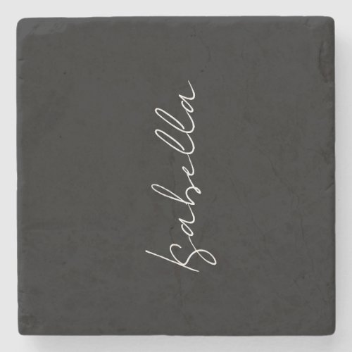 Calligraphy Black White Plain Creative Modern Name Stone Coaster