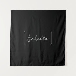 Calligraphy Black White Plain Creative Modern Name Tapestry