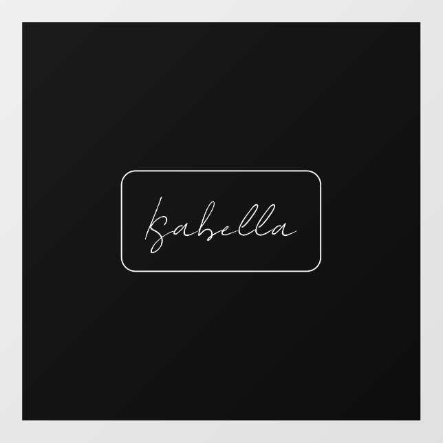 Calligraphy Black White Plain Creative Modern Name Wall Decal (Front)