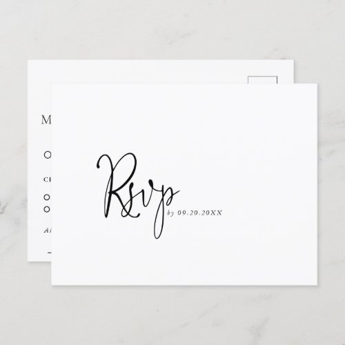 Calligraphy Black White Wedding Menu Choice Reply