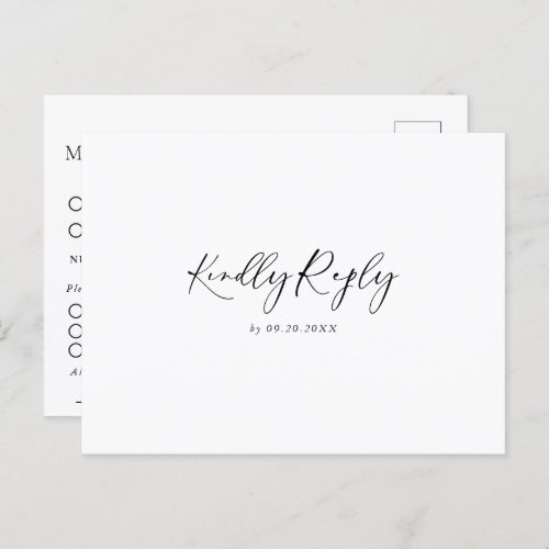 Calligraphy Black White Wedding Menu Choice Reply