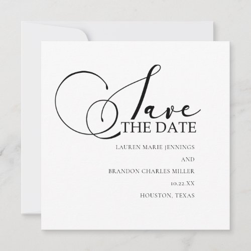 Calligraphy Black White Wedding Photo Save The Date