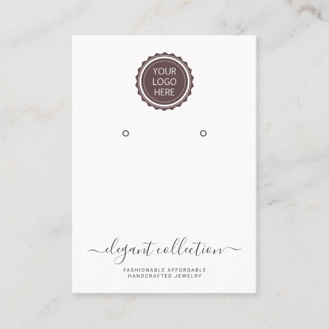 Calligraphy Black White Your Logo Earring Display Business Card (Front)