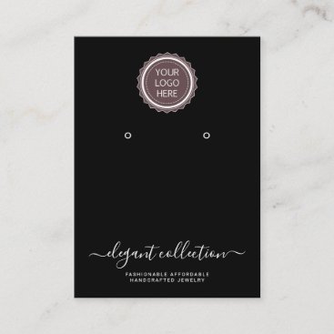 Calligraphy Black White Your Logo Earring Display Business Card