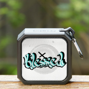 Calligraphy Blessed Faith Spiritual White Bluetooth Speaker