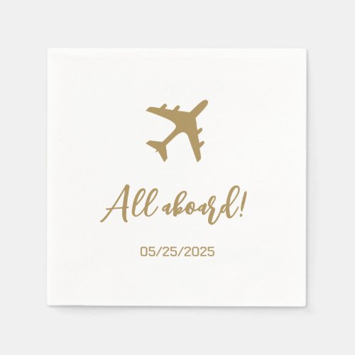 Calligraphy Blue And Gold Boarding Pass Wedding Napkins