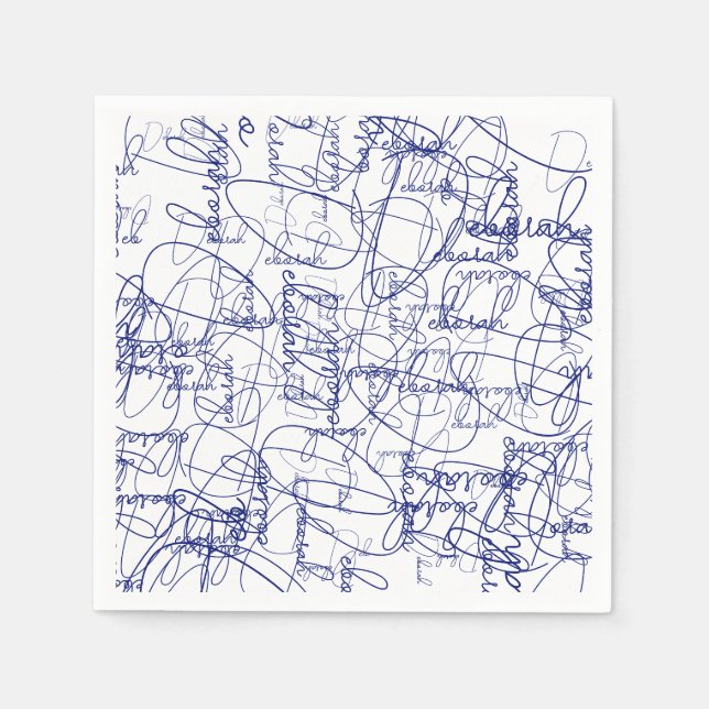 Calligraphy Blue Signatures   Napkins (Front)