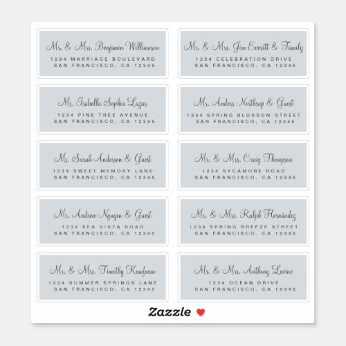 Calligraphy Blue Wedding Guest Address Labels