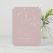Calligraphy Blush Pink 15th Birthday quinceañera Invitation (Standing Front)