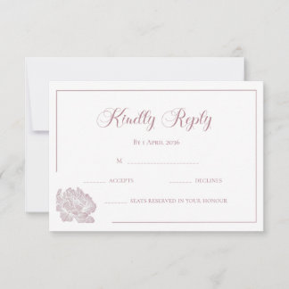 Calligraphy Blush Pink and White Floral Wedding RSVP Card