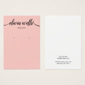 Calligraphy Blush Pink Earring Display Card (Front & Back)