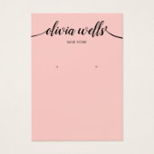 Calligraphy Blush Pink Earring Display Card (Front)
