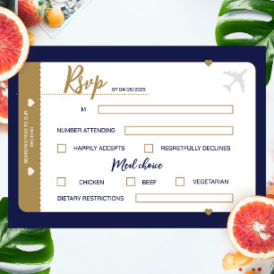 Calligraphy Boarding Pass Destination Wedding RSVP