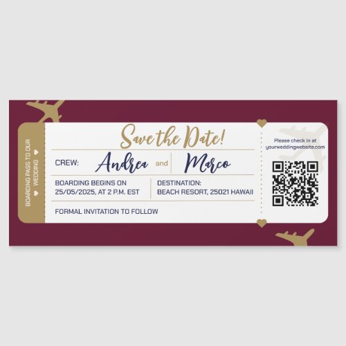Calligraphy Boarding Pass Wedding Save the Date
