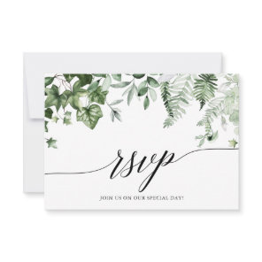 Calligraphy Botanical Ivy Greenery Wedding RSVP Card